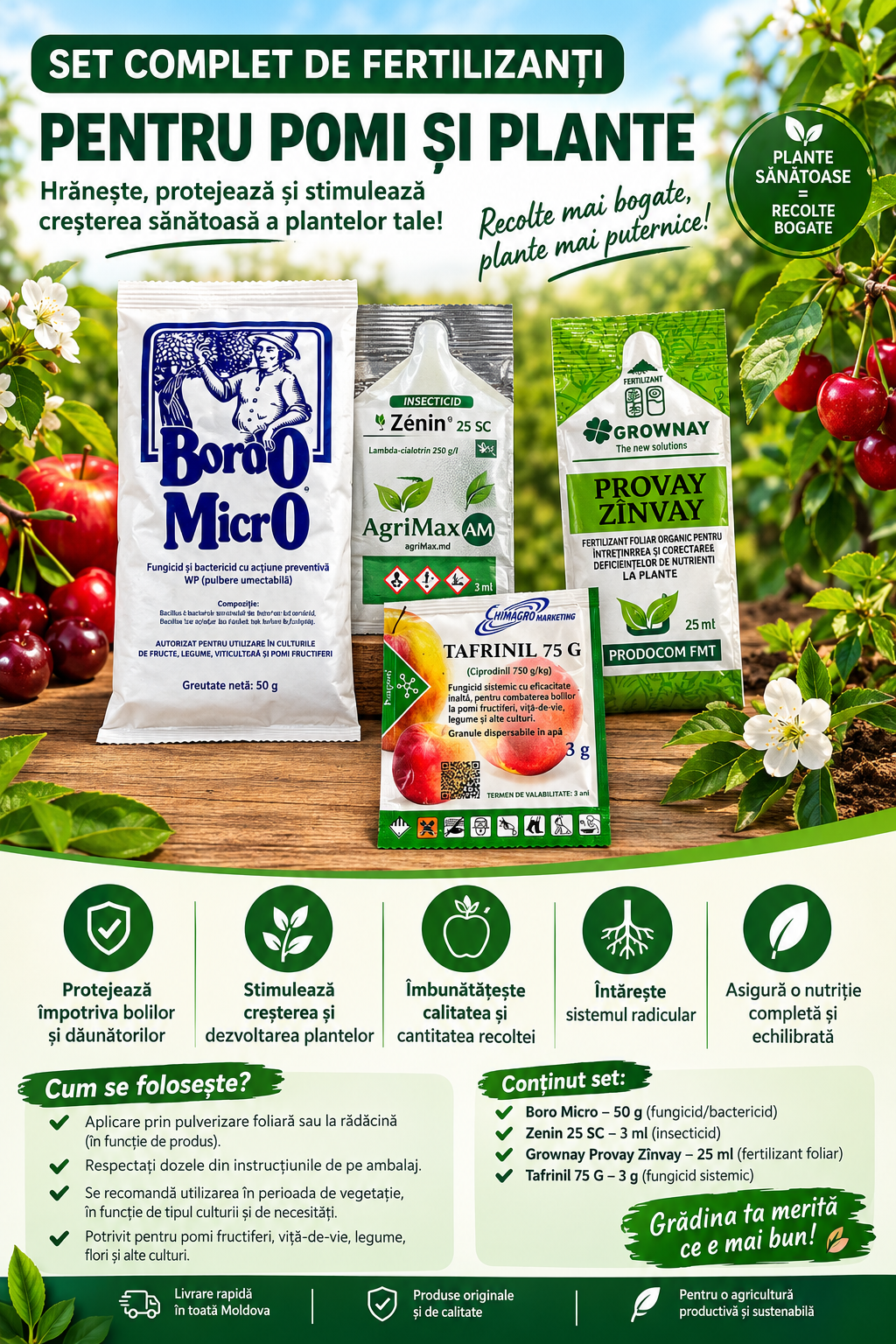 Set Complect de fertilizanți pentru Pomi și Plante